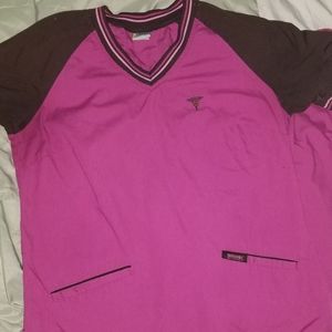 D.Pink & Brown Scrub Set Size Medium